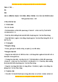 Giáo án Bài 3 Lịch sử 7 Cánh diều (2024): Phong trào văn hóa Phục hưng và cải cách tôn giáo