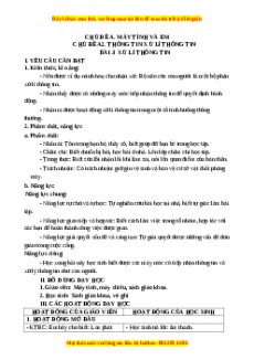 Giáo án Tin học 3 Cánh diều Bài 3: Xử lý thông tin