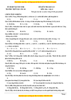 Đề thi học kì I Hóa lớp 11 trường THPT Chu Văn An - Quảng Ninh