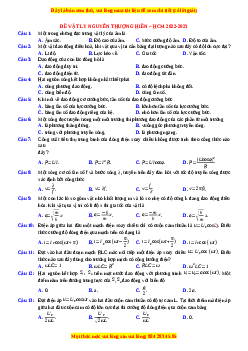 Đề thi thử Vật lí trường Nguyễn Thượng Hiền - HCM năm 2023