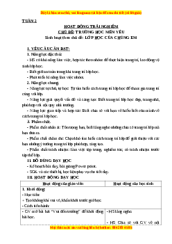 Giáo án HĐTN lớp 3 Tuần 2 Cánh diều: Lớp học của chúng em
