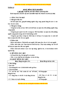 Giáo án HĐTN lớp 3 Tuần 13 Cánh diều: Quan tâm đến những người xung quanh