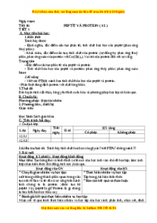 Giáo án Hóa 12 học kì I Tiết 16: Pepstit và Protein