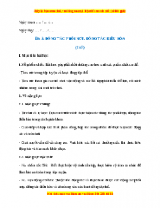Giáo án Bài 3: Động tác phối hợp, động tác điều hòa Giáo dục thể chất lớp 1 Kết nối tri thức
