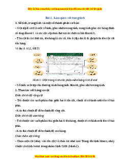 Lý thuyết Bài 2: Làm quen với trang tính