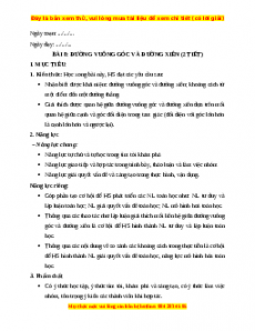 Giáo án Đường vuông góc và đường xiên Toán 7 Cánh diều