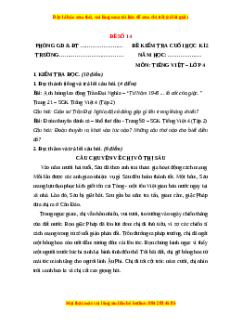 Đề thi cuối kì 2 Tiếng Việt lớp 4 (Đề 14)