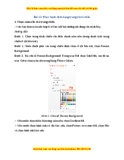 Lý thuyết Bài 13: Thực hành định dạng trang chiếu