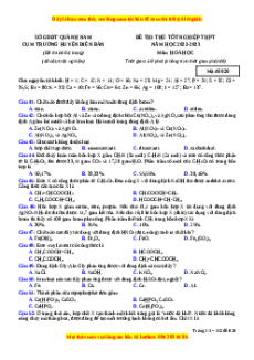 Đề thi thử Hóa học Cụm trường huyện Điện Bàn năm 2023