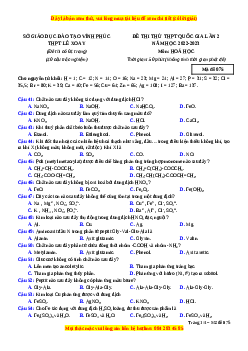 Đề thi thử Hóa Học trường Lê Xoay lần 2 năm 2023