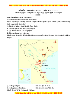 Đề thi cuối kì 2 Lịch sử & Địa lí 6 Chân trời sáng tạo có đáp án (Đề 1)