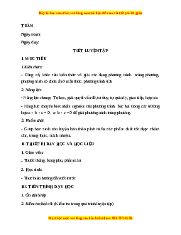 Giáo án Luyện tập Toán 9 Học kì 2