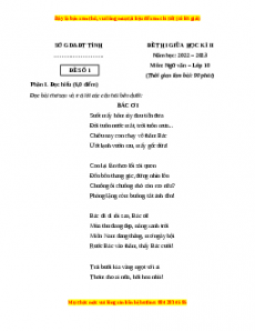 Đề thi giữa học kì 2 Ngữ Văn 10 Chân trời sáng tạo có đáp án (Đề 1)