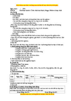 Giáo án Hóa học 12 học kì 2 Tiết 50: Bài thực hành 4: Tính chất của Natri, Mage, Nhôm và hợp chất của chúng