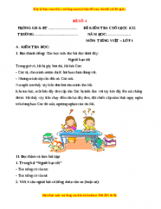 Đề thi Tiếng Việt lớp 1 Học kì 2 Chân trời sáng tạo (Đề 4)