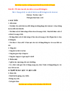 Giáo án Tin học 7 Kết nối tri thức Chủ đề 2 Bài 4 Mạng xã hội và một số kênh trao đổi thông tin trên Interne