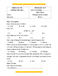 Đề thi cuối kì 2 Toán lớp 3 Kết nối tri thức - Đề 3