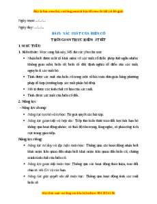 Giáo án Xác suất của biến cố Toán 10 Cánh diều