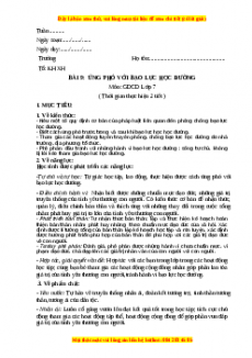 Giáo án GDCD 7 Bài 9 (Cánh diều): Ứng phó với bạo lực học đường