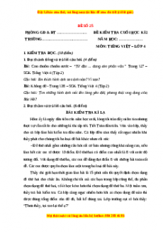 Đề thi cuối kì 2 Tiếng Việt lớp 4 (Đề 25)