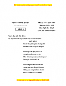 Đề thi giữa kì 2 Ngữ Văn lớp 7 Cánh diều có đáp án (Đề 3)