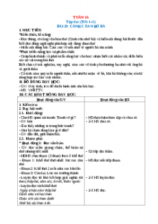 Giáo án Tuần 16 Tiếng việt 2 Kết nối tri thức