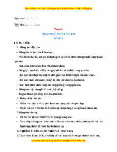 Giáo án TNXH 1 Kết nối tri thức Tuần 2