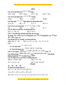 Đề thi giữa kì 1 Toán 8 năm 2023 - Đề 81