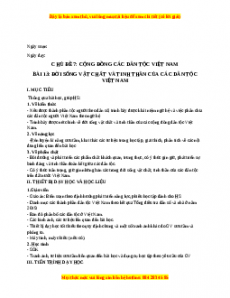 Giáo án Bài 13 Lịch sử 10 Kết nối tri thức (2024): Đời sống vật chất và tinh thần của cộng đồng các dân tộc Việt Nam