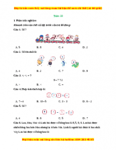 Phiếu bài tập cuối tuần Toán lớp 1 Tuần 33 Kết nối tri thức