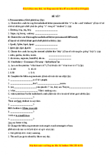 Học kỳ 1: Phần 2 Một số đề kiểm tra học kỳ 1 - Mục A- Đề số 7-Giáo viên Mai Lan Hương đầy đủ đáp án