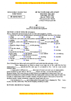 Đề thi vào 10 Tiếng Anh chính thức năm 2022 - 2023 (Đề 31)