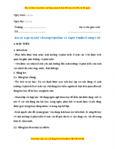 Giáo án Sinh học 7 Cánh diều Bài 29. Khái quát về sinh trưởng và phát triển ở sinh vật