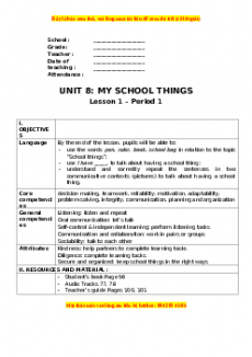 Giáo án Unit 8 Tiếng anh 3 global success