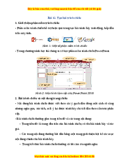 Lý thuyết Bài 12: Tạo bài trình chiếu