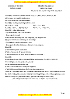3Đề thi học kì 1 Hóa lớp 8 năm 2023 UBND Quận Thủ Đức