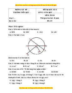 Đề thi cuối kì 2 Toán lớp 3 Cánh diều (Đề 9)