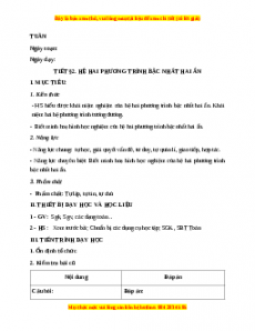 Giáo án Toán 9 Học kì 2