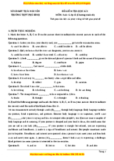 Đề thi học kì 1 Tiếng anh 12 năm 2022 - 2023 (Đề 11)