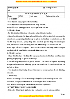 Giáo án Bài 1: Nhập môn hóa học Hóa học 10 Chân trời sáng tạo