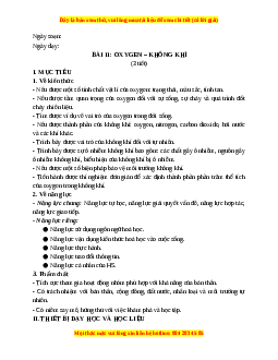 Giáo án Bài 11 KHTN 6 Kết nối tri thức (2024): Oxygen - Không khí
