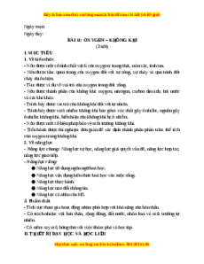 Giáo án Bài 11 KHTN 6 Kết nối tri thức (2024): Oxygen - Không khí
