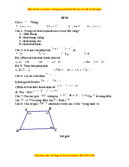 Đề thi giữa kì 1 Toán 8 năm 2023 - Đề 6