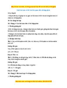 Chuyên đề Giải bài toán có lời văn liên quan đến số thập phân Toán 5 năm 2023