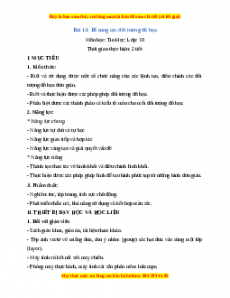 Giáo án Tin học 10 Bài 13 (Kết nối tri thức): Bổ sung các đối tượng đồ họa