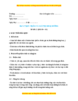 Giáo án Công nghệ 6 Bài 5 (Cánh diều): Thực phẩm và giá trị dinh dưỡng