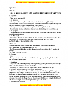 Giáo án Bài 14 Lịch sử 10 Kết nối tri thức (2024): Khối đại đoàn kết dân tộc trong lịch sử Việt Nam