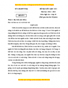 Đề thi giữa học kì 1 Ngữ Văn 10 Cánh diều có đáp án (Đề 5)