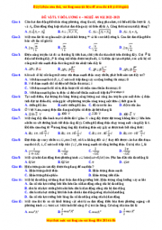 Đề thi thử Vật lí trường Đỗ Lương 4 - Nghệ An năm 2023