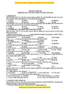 Đề luyện thi vào 10 môn Tiếng anh năm 2023 có đáp án (Đề 45)